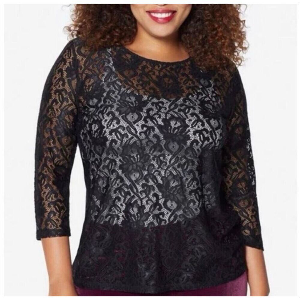 Ruby Ribbon Chantilly Lace Top Black Nwt Size Small